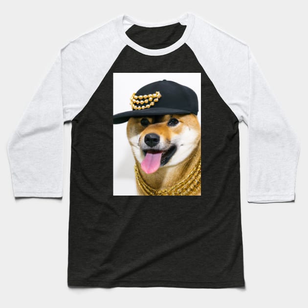 Cool Dog with Cap Baseball T-Shirt by maxcode